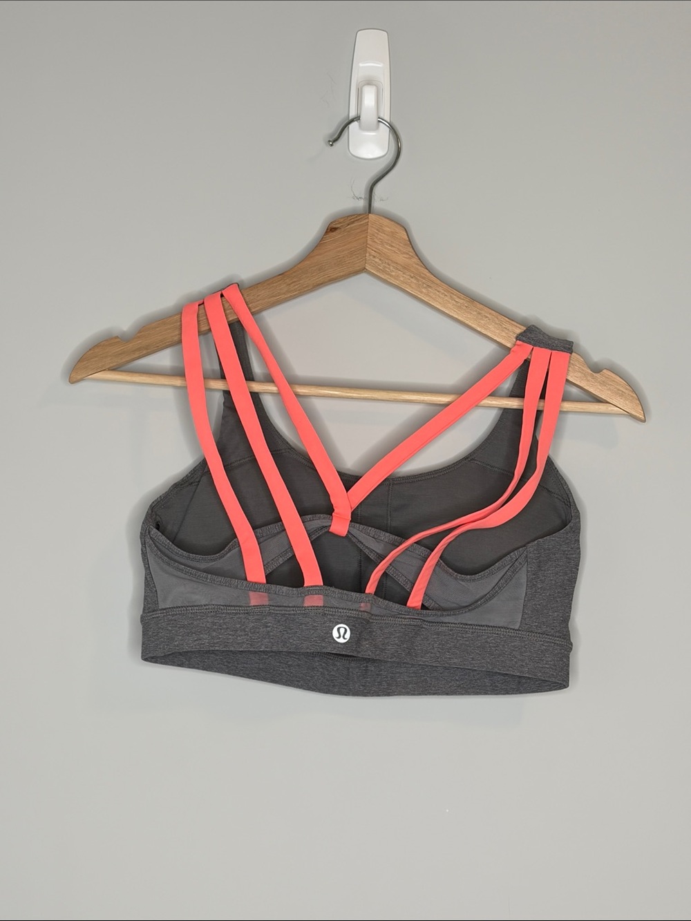 lululemon athletica Gray Sports Bra with Coral Pink Straps